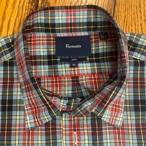 FAÇONNABLE MENS COTTON BUTTON UP PLAID SHIRT WITH PATCH POCKET SIZE XL